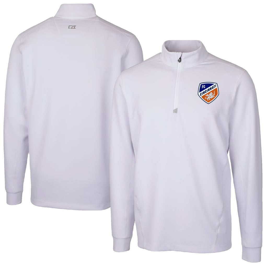  FC Cincinnati Cutter & Buck Traverse Stretch Eco Quarter-Zip Pullover Top - White